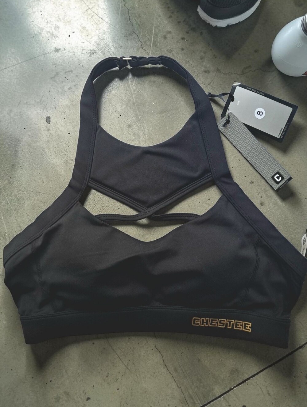 Chestees The Kandace NWT Collarbone Protection Sports Bra Black Sz 8